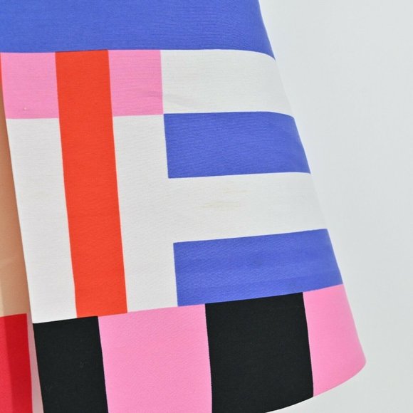 KATE SPADE Womens Sz 2 Go Fly A Kite Skirt Pink Black Blue Yellow Fit and Flare - Picture 10 of 10